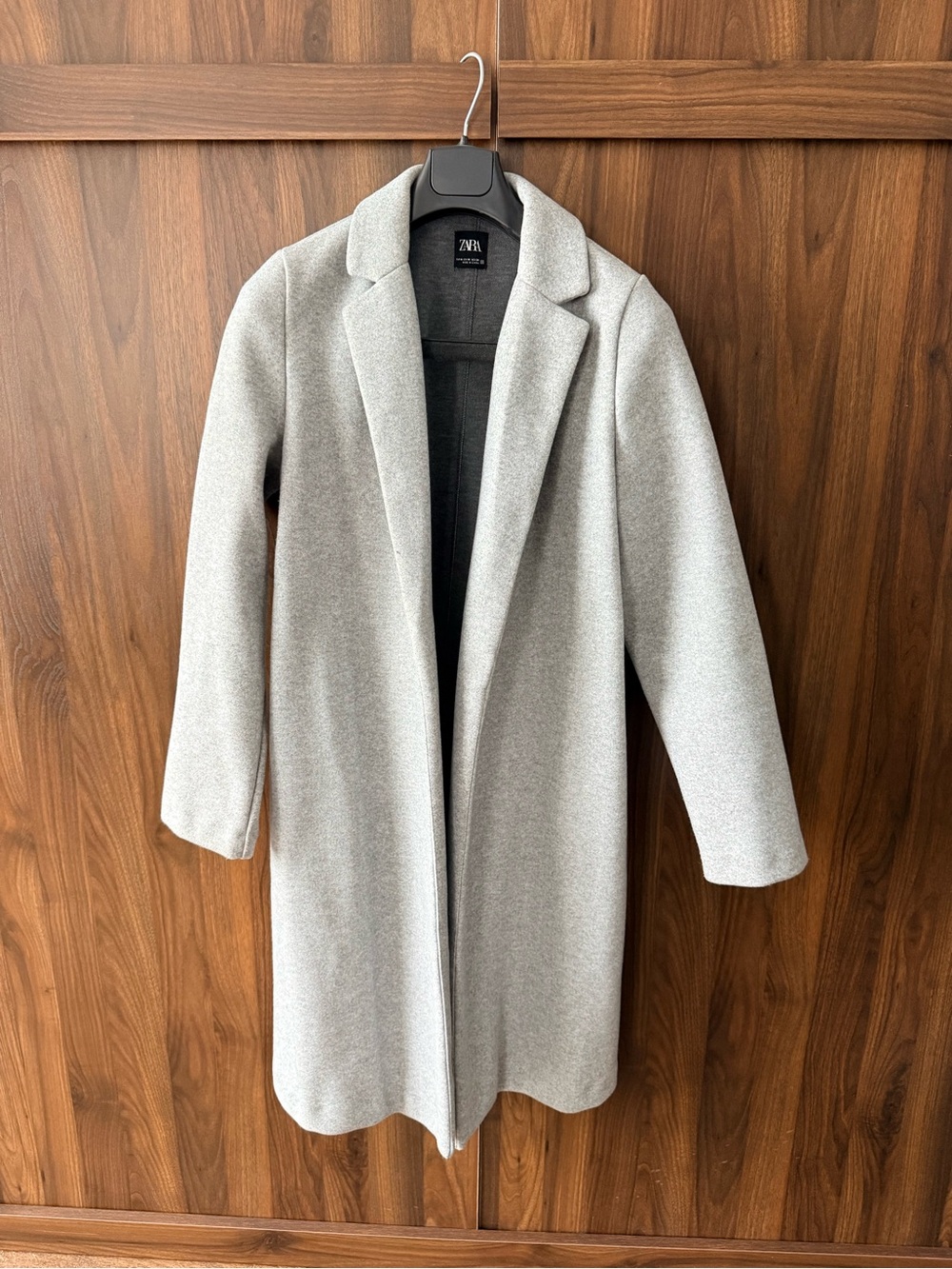 Zara Light Gray Single-Breasted Long Coat